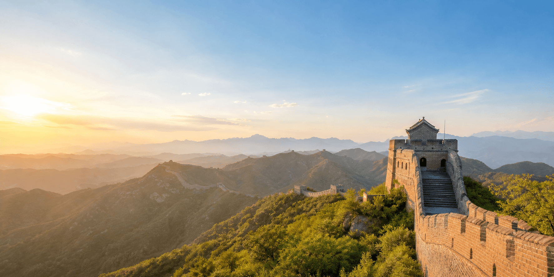 The Great Wall near Beijing at sunrise
